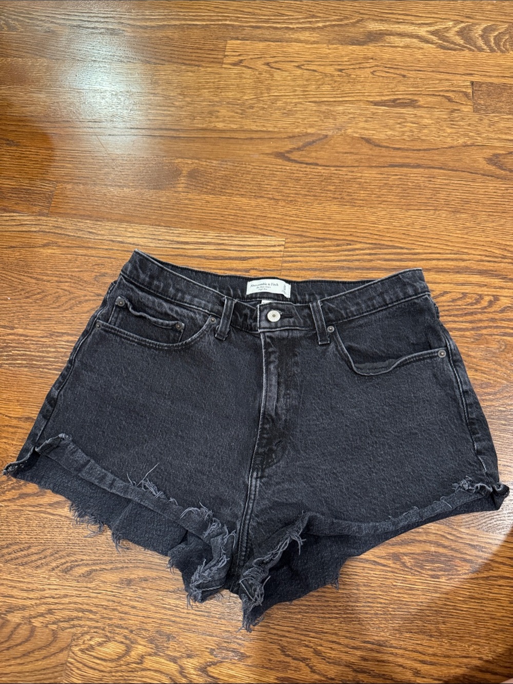Abercrombie & Fitch Black Distressed Denim Shorts